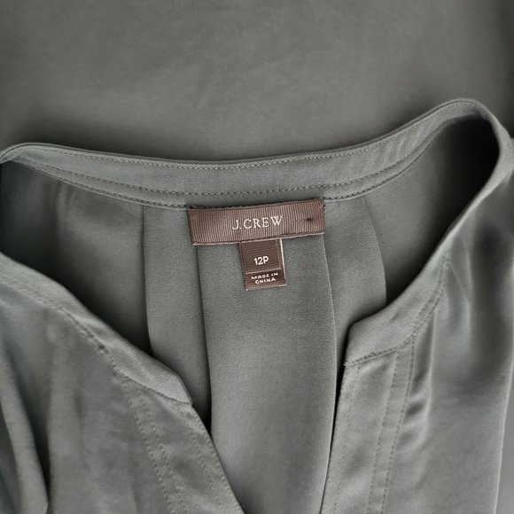 J Crew Green Short Cap Sleeve Chiffon Blouse - Picture 9 of 10